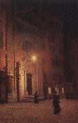 Aleksander Gierymski Street at night France oil painting artist